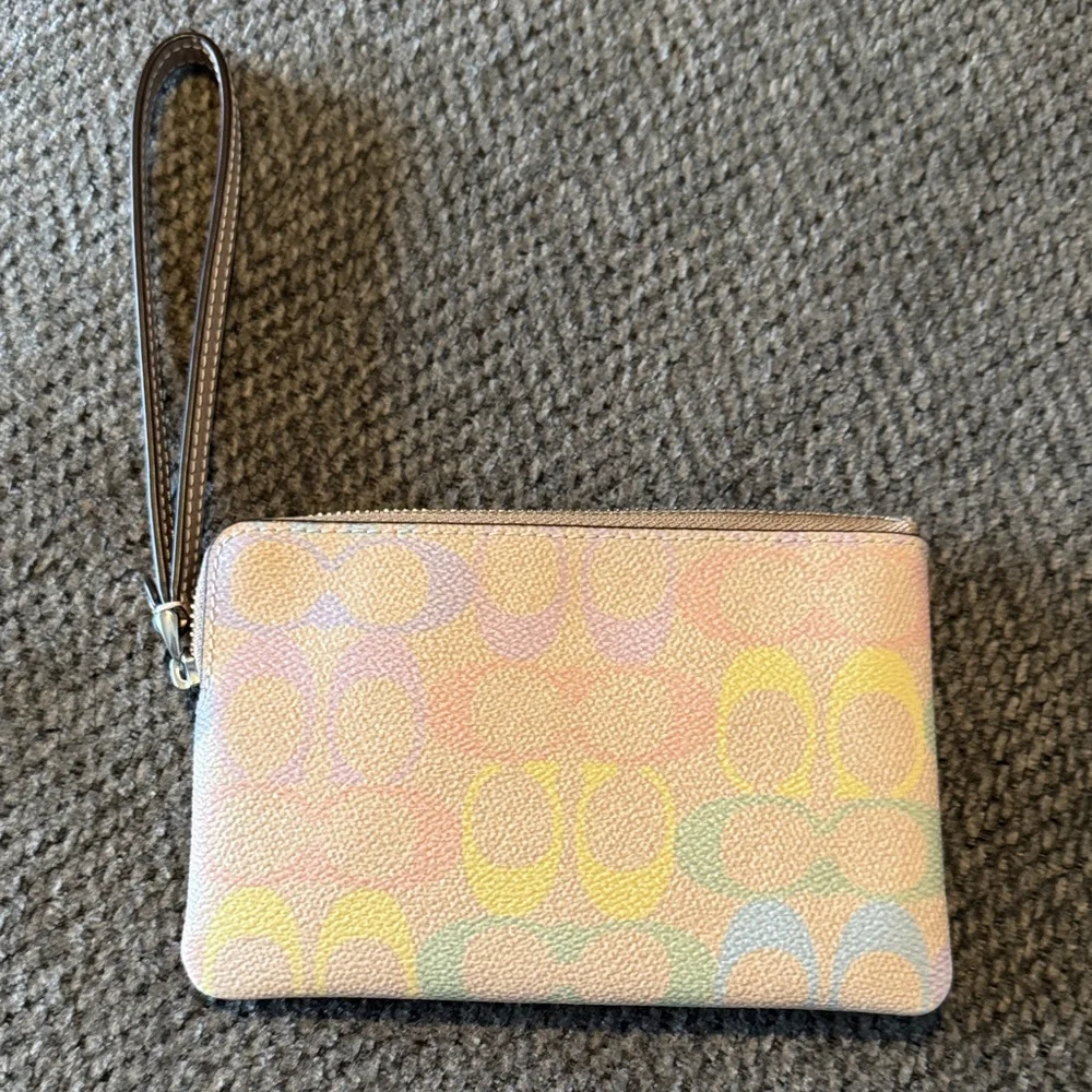 Coach Pastel Multicolor Signature Wristlet